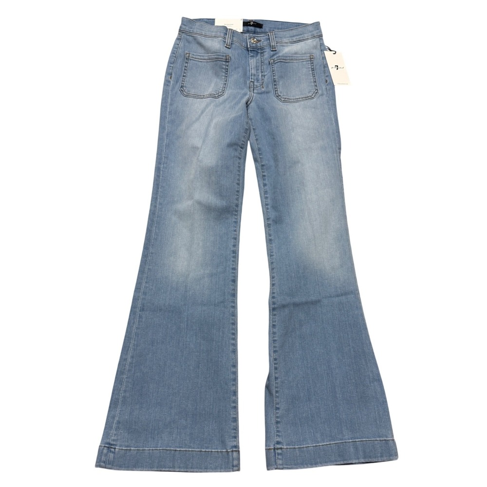 7 For All Mankind Dojo Tailorless Flare Jeans Light Wash Women's‎ Sz 28 Slim Evo